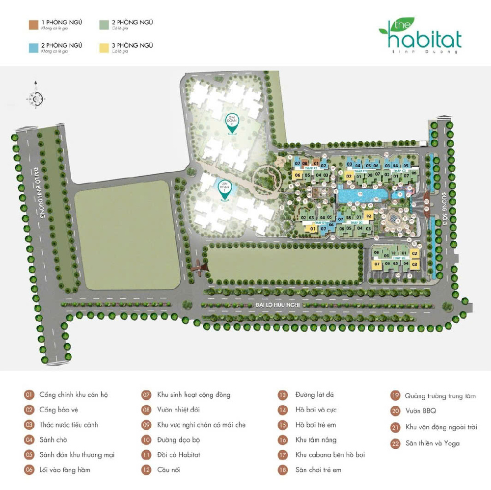 mặt bằng tiện ích căn hộ habitat ở bình dương